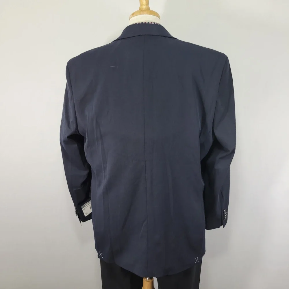 Michael Kors KOOP Mens Sport Coat Blazer Two Button Navy Blue Poly Blend 44L NEW